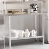 vidaXL Table de travail de cuisine avec &eacute;tag&egrave;re 110x55x120 cm inox
