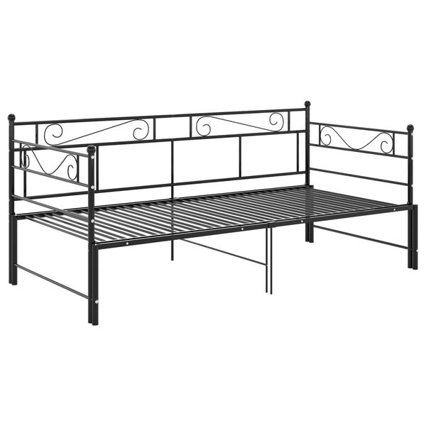 vidaXL Cadre de canapé-lit extensible sans matelas Noir Métal 90x200cm