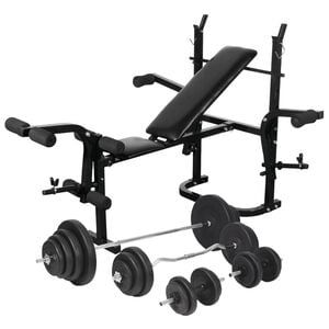 vidaXL Banc d'entra&icirc;nement avec support de poids jeu d'halt&egrave;res 120 kg