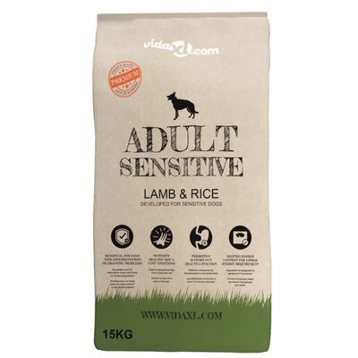 vidaXL Nourriture sèche pour chiens Adult Sensitive Lamb & Rice 15 kg