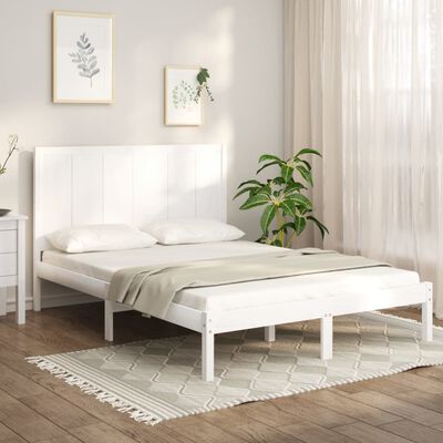 vidaXL Cadre de lit Blanc Bois de pin massif 135x190 cm Double