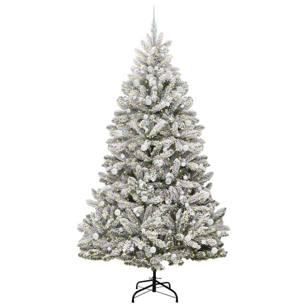 vidaXL Sapin de No&euml;l artificiel Vert et blanc 240 cm PVC et m&eacute;tal
