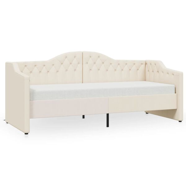 vidaXL Lit avec &eacute;clairage USB Cr&egrave;me Tissu 90x200 cm