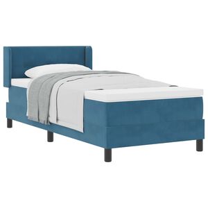 vidaXL Lit &agrave; ressorts avec t&ecirc;te de lit Bleu fonc&eacute; 200 x 90 cm Velours