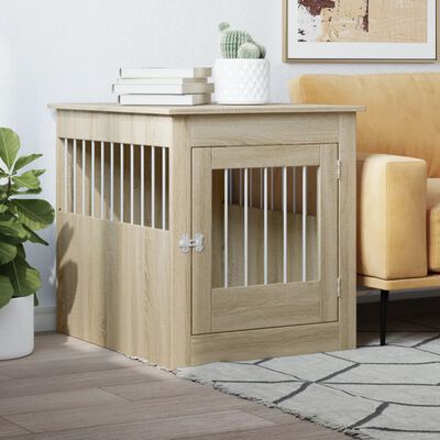 vidaXL Meuble de cage pour chiens chêne sonoma 64,5x80x71 cm