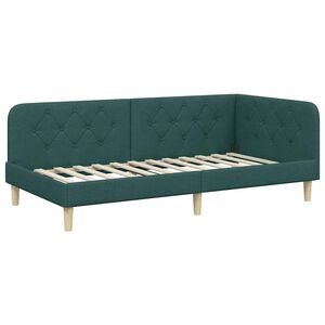 vidaXL Cadre de lit d'angle Vert fonc&eacute; 90 x 200 cm tissu
