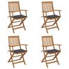 vidaXL Chaises pliantes 4 pi&egrave;ces avec coussins en bois d'acacia massif