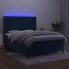 vidaXL Sommier &agrave; lattes de lit matelas et LED Bleu fonc&eacute; 140x200 cm