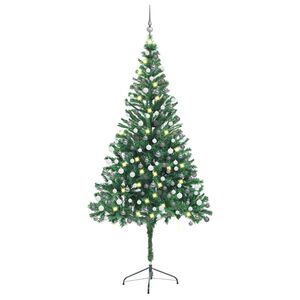 vidaXL Arbre de No&euml;l artificiel pr&eacute;-&eacute;clair&eacute;/boules 210 cm 910 branches