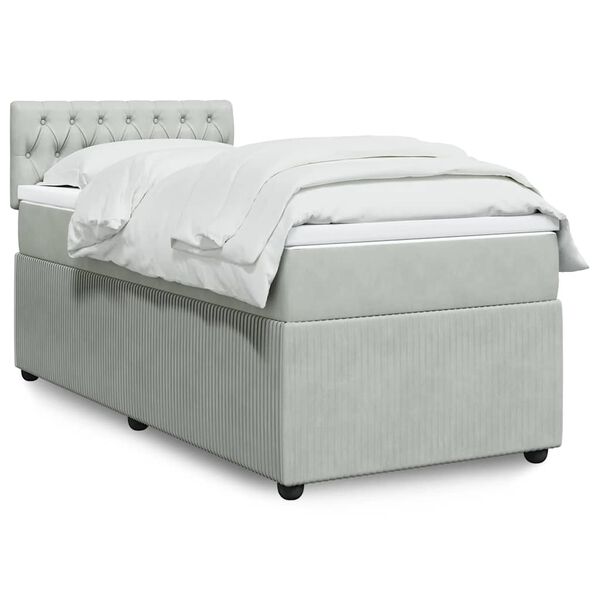 vidaXL Sommier &agrave; lattes de lit et matelas Gris clair 90x190 cm Velours