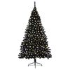 vidaXL Sapin de No&euml;l artificiel pr&eacute;-&eacute;clair&eacute; Noir 210 cm PVC