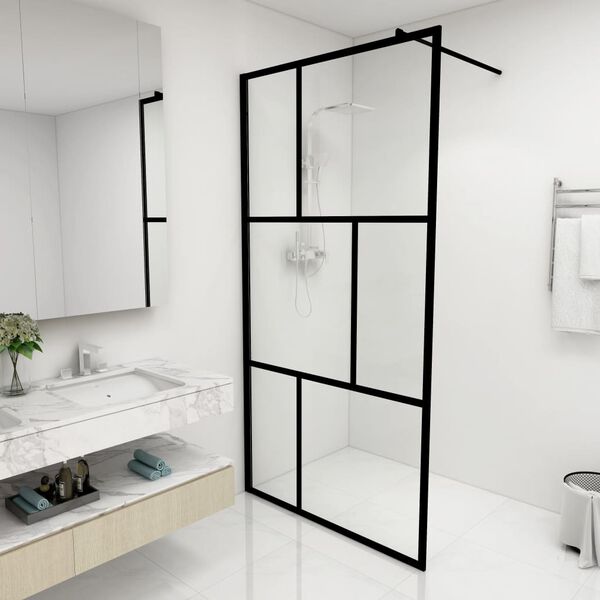 vidaXL Paroi de douche à l'italienne avec verre trempé Noir 100x195 cm