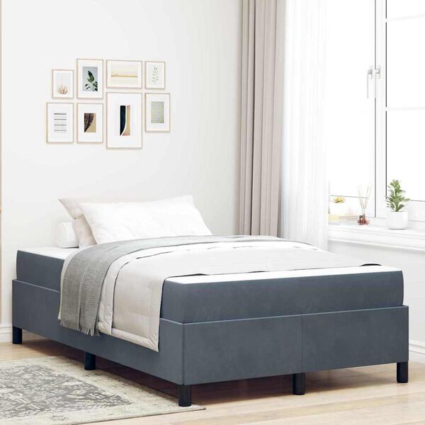 vidaXL Cadre de lit avec matelas Gris fonc&eacute; 120 x 190 cm tissu