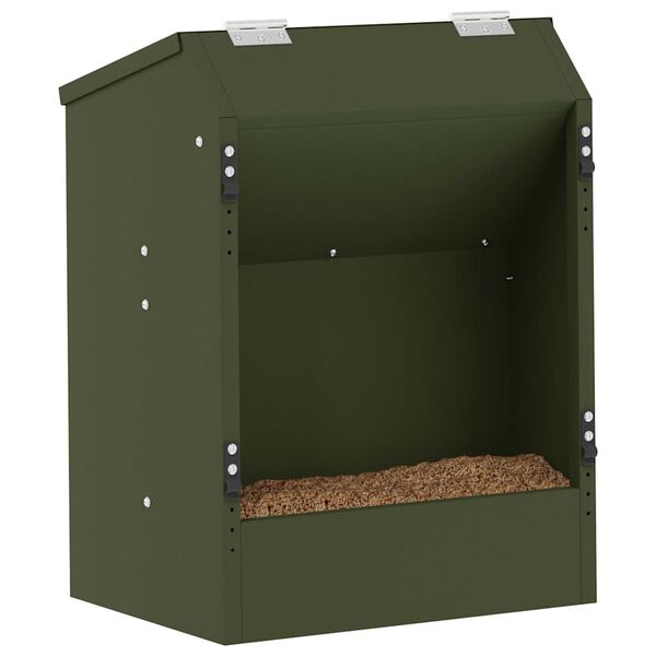 vidaXL Distributeur pour lapins Vert olive 64.5 x 25.5 x 45.5 cm