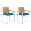vidaXL Chaises de jardin avec coussins lot de 2 Acacia solide et acier