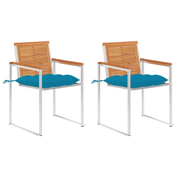 vidaXL Chaises de jardin avec coussins lot de 2 Acacia solide et acier