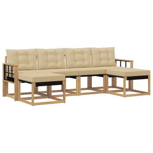 vidaXL Ensemble de canap&eacute;s d'ext&eacute;rieur 6 pcs Blanc et Beige