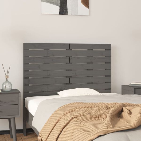 vidaXL T&ecirc;te de lit murale Gris 106x3x63 cm Bois massif de pin
