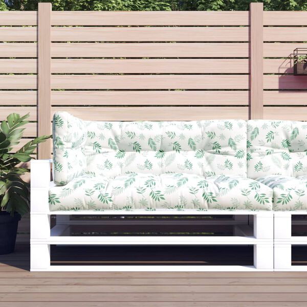 vidaXL Coussins de palette lot de 3 motif de feuilles tissu