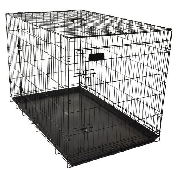 FLAMINGO Cage m&eacute;tallique animaux avec porte coulissante XL Noir