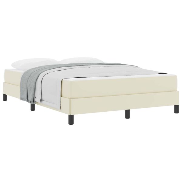 vidaXL Cadre de lit avec matelas Cr&egrave;me 140 x 190 cm tissu