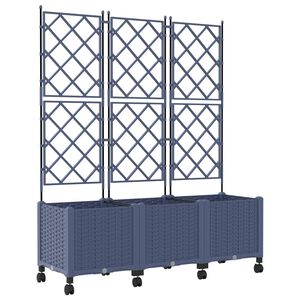 vidaXL Bac de jardin avec treillis et roues 3 pc Gris PP