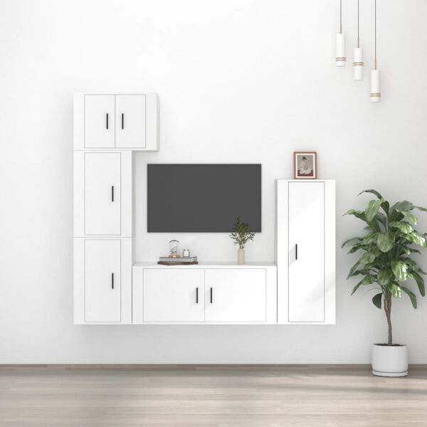 vidaXL Ensemble de meubles TV 5 pcs Blanc Bois d'ing&eacute;nierie