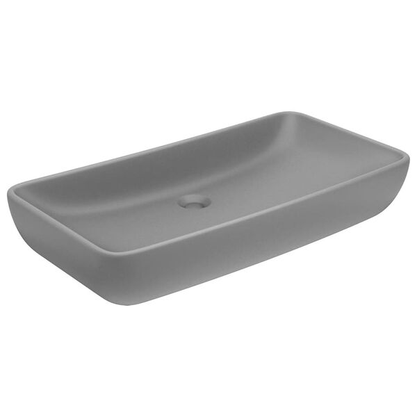 vidaXL Lavabo de luxe rectangulaire Gris clair mat 71x38 cm C&eacute;ramique