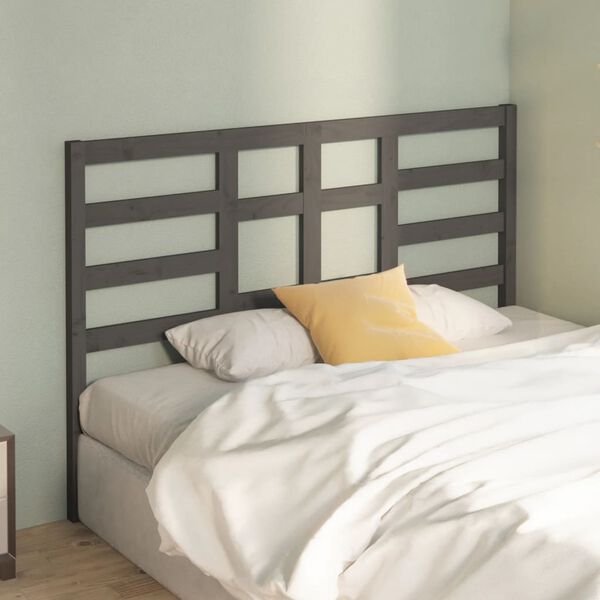 vidaXL T&ecirc;te de lit Gris 126x4x104 cm Bois massif de pin