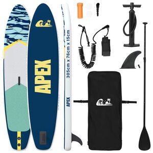 vidaXL Planche de Paddle Gonflable APEX 305 x 76 x 15 cm Bleu pour