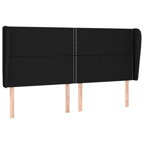 vidaXL T&ecirc;te de lit avec oreilles Noir 203x23x118/128 cm Tissu
