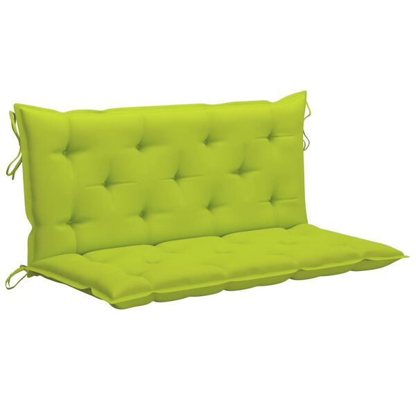 vidaXL Balancelle avec coussin vert vif 120 cm Bois de teck solide