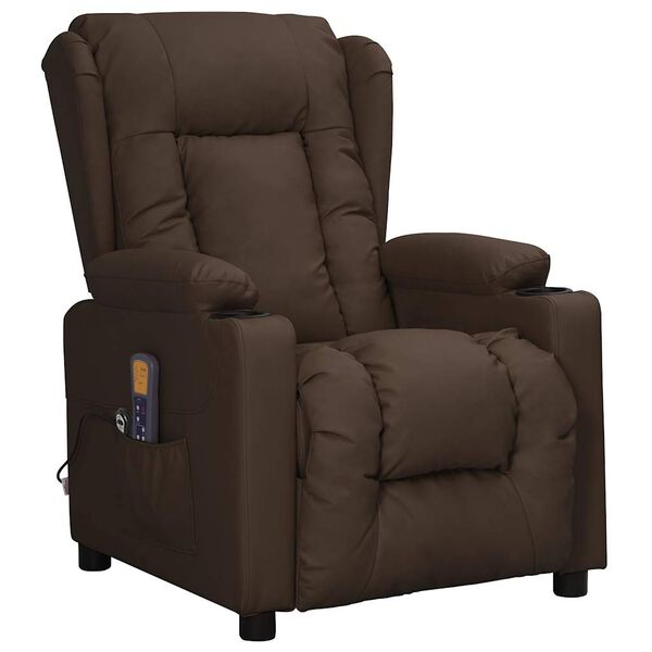 vidaXL Fauteuil de massage Marron Similicuir