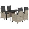 vidaXL Ensemble &agrave; manger de jardin et coussins 5 pcs gris clair rotin