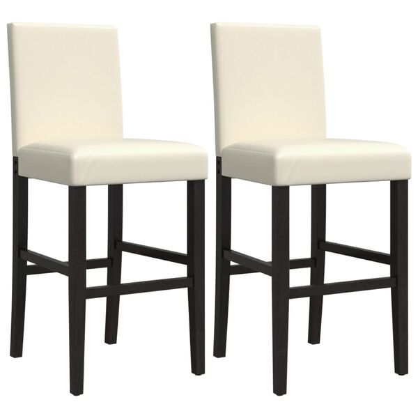 vidaXL Chaises de bar lot de 2 bois massif d'h&eacute;v&eacute;a et similicuir