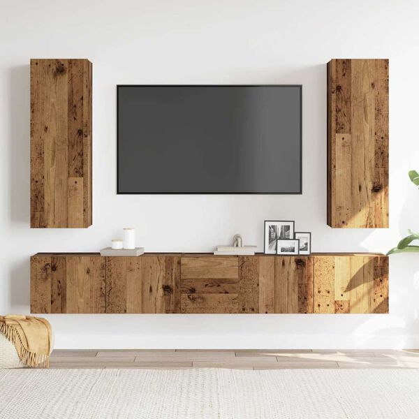 vidaXL Ensemble de meuble TV mural 5 pcs vieux bois bois d'ing&eacute;nierie