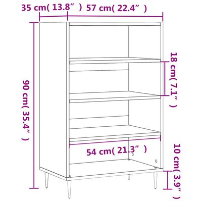 vidaXL Buffet haut chêne fumé 57x35x90 cm bois d'ingénierie