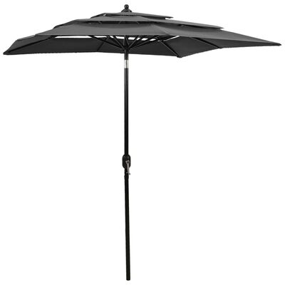 vidaXL Parasol de jardin à 3 niveaux avec mât en aluminium anthracite