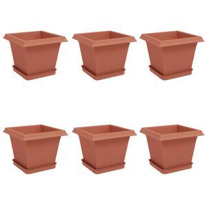 vidaXL Pots de plantes 6 pcs Rouge brique 20 x 20 x 16 cm Plastique