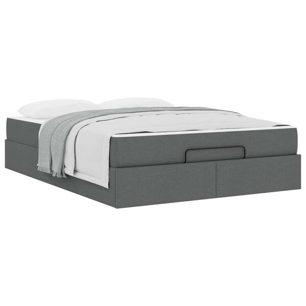 vidaXL Cadre de lit avec matelas avec matelas 2 pcs Gris Fonc&eacute; tissu