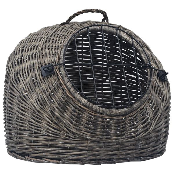 vidaXL Cage de transport pour chats Gris 50x42x40 cm Saule naturel