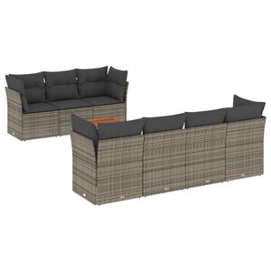 vidaXL Salon de jardin 8 pcs avec coussins gris r&eacute;sine tress&eacute;e