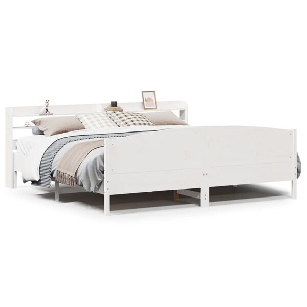 vidaXL Cadre de lit sans matelas blanc 200x200 cm bois massif de pin