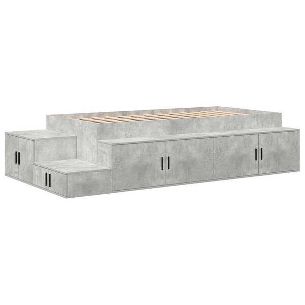 vidaXL | Cadre de lit de rangement | Gris b&eacute;ton 80 cm Bois d'ing&eacute;nierie