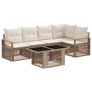 vidaXL Ensemble de canap&eacute; de jardin 6 pc Beige et blanc cr&egrave;me