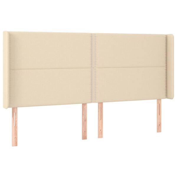 vidaXL T&ecirc;te de lit &agrave; LED Cr&egrave;me 203x16x118/128 cm Tissu