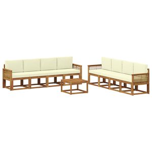 vidaXL Ensemble de canap&eacute;s d'ext&eacute;rieur 9 pcs Naturel et Cr&egrave;me
