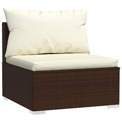 vidaXL Salon de jardin 8 pcs avec coussins Résine tressée Marron