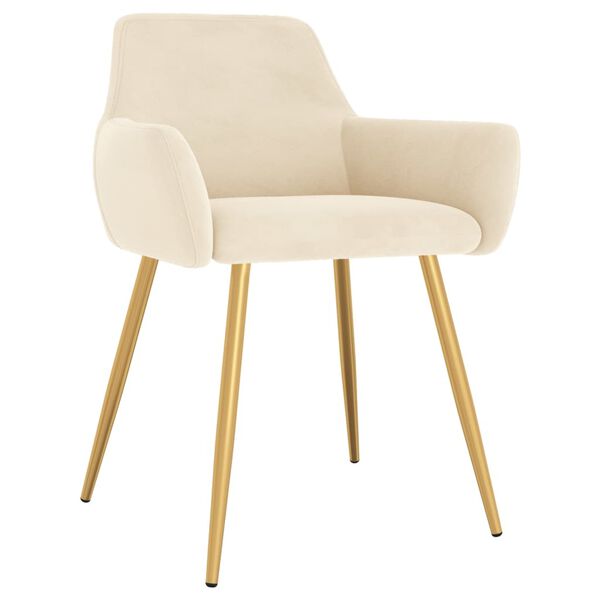 vidaXL Chaises &agrave; manger lot de 4 Cr&egrave;me Velours