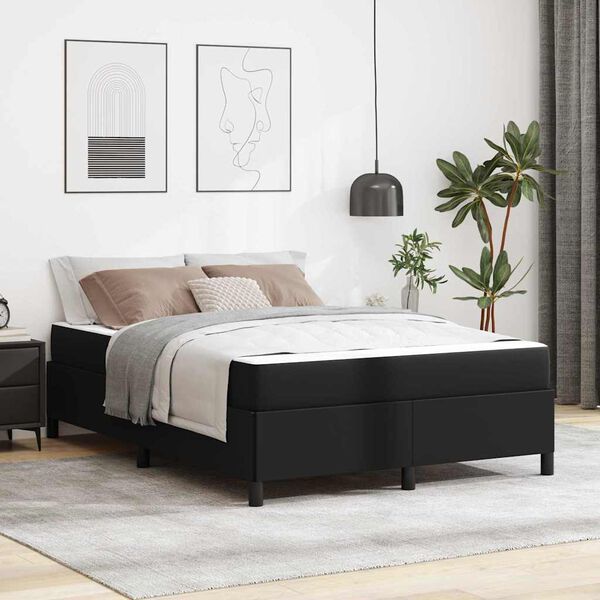 vidaXL Cadre de lit avec matelas Noir 140 x 200 cm tissu